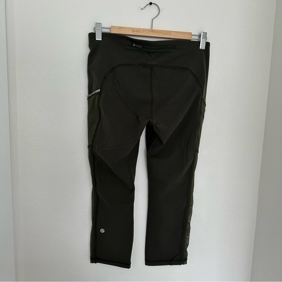 Lululemon Speed Up Crop Leggings High Mesh 21” Inseam Camo Green Size 8 Women’s - Picture 3 of 9
